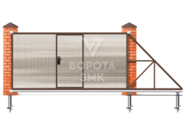 Откатные ворота и калитка 3600×2200 ЗМК-7637